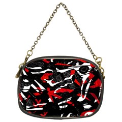 Shape Line Red Black Abstraction Chain Purse (two Sides)