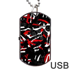 Shape Line Red Black Abstraction Dog Tag Usb Flash (one Side)