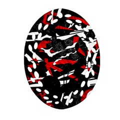 Shape Line Red Black Abstraction Oval Filigree Ornament (two Sides)