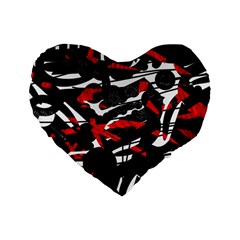 Shape Line Red Black Abstraction Standard 16  Premium Heart Shape Cushions