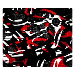 Shape Line Red Black Abstraction Two Sides Premium Plush Fleece Blanket (small)