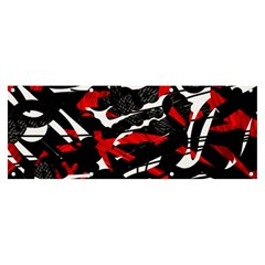 Shape Line Red Black Abstraction Banner And Sign 8  X 3  by Cemarart