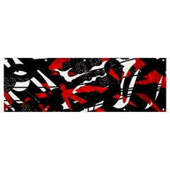 Shape Line Red Black Abstraction Banner And Sign 12  X 4  by Cemarart