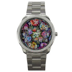 Floral Fractal 3d Art Pattern Sport Metal Watch