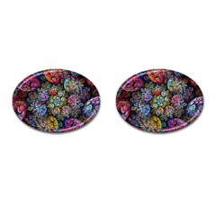 Floral Fractal 3d Art Pattern Cufflinks (oval)