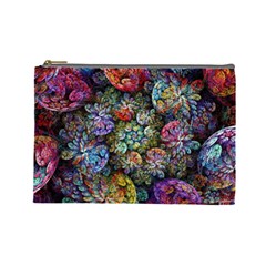 Floral Fractal 3d Art Pattern Cosmetic Bag (large)