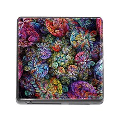 Floral Fractal 3d Art Pattern Memory Card Reader (square 5 Slot) by Cemarart