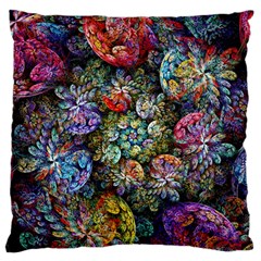 Floral Fractal 3d Art Pattern Large Premium Plush Fleece Cushion Case (one Side) by Cemarart