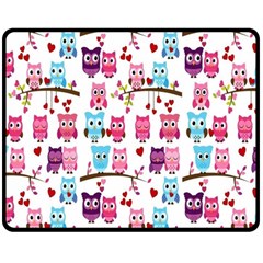 Owl Pattern Two Sides Fleece Blanket (medium)