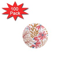 Red Flower Seamless Floral Flora 1  Mini Magnets (100 Pack) 