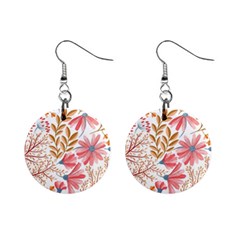 Red Flower Seamless Floral Flora Mini Button Earrings