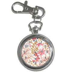 Red Flower Seamless Floral Flora Key Chain Watches by Cemarart