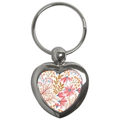 Red Flower Seamless Floral Flora Key Chain (heart) by Cemarart