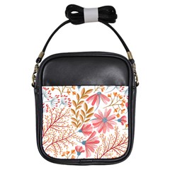 Red Flower Seamless Floral Flora Girls Sling Bag