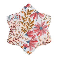 Red Flower Seamless Floral Flora Snowflake Ornament (two Sides)