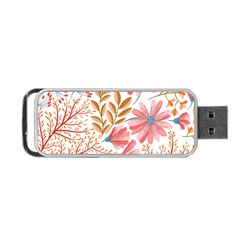 Red Flower Seamless Floral Flora Portable Usb Flash (one Side)