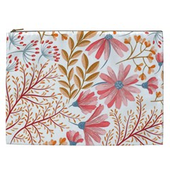 Red Flower Seamless Floral Flora Cosmetic Bag (xxl)