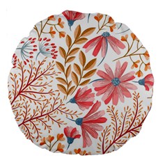 Red Flower Seamless Floral Flora Large 18  Premium Round Cushions
