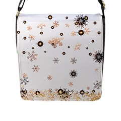 Golden-snowflake Flap Closure Messenger Bag (l) by saad11