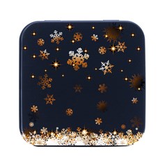 Golden-snowflake Square Metal Box (black)