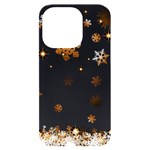 Golden-snowflake iPhone 14 Pro Black UV Print Case Front