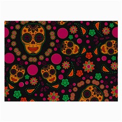 Skull Colorful Floral Flower Head Large Glasses Cloth