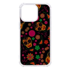 Skull Colorful Floral Flower Head Iphone 13 Pro Tpu Uv Print Case by Cemarart