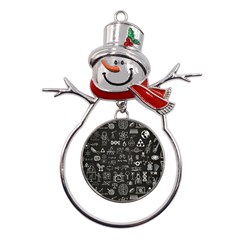 Doodle Art Chemistry Art Metal Snowman Ornament by Cemarart