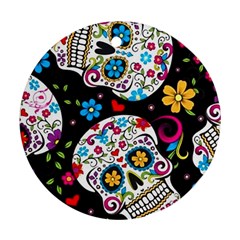 Sugar Skull Black Olorful Flower Ornament (round)