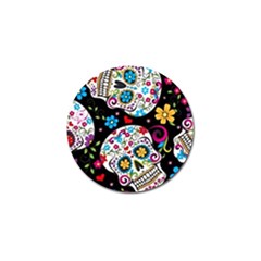 Sugar Skull Black Olorful Flower Golf Ball Marker