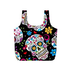 Sugar Skull Black Olorful Flower Full Print Recycle Bag (s)