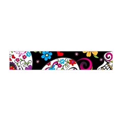 Sugar Skull Black Olorful Flower Premium Plush Fleece Scarf (mini)