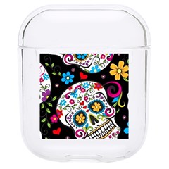 Sugar Skull Black Olorful Flower Hard Pc Airpods 1/2 Case by Cemarart