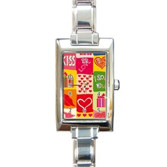 I Love You Doodle Rectangle Italian Charm Watch by Cemarart