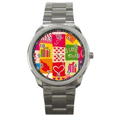 I Love You Doodle Sport Metal Watch