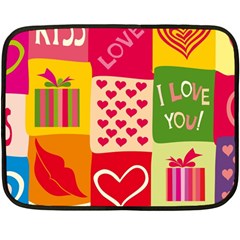 I Love You Doodle Two Sides Fleece Blanket (mini)