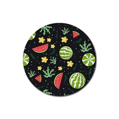 Watermelon Doodle Pattern Rubber Coaster (round)