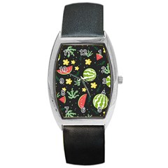 Watermelon Doodle Pattern Barrel Style Metal Watch