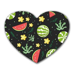 Watermelon Doodle Pattern Heart Mousepad