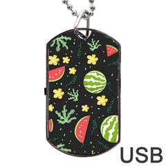 Watermelon Doodle Pattern Dog Tag Usb Flash (two Sides)