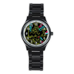 Keep Smiing Doodle Stainless Steel Round Watch