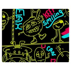 Keep Smiing Doodle Two Sides Premium Plush Fleece Blanket (medium)