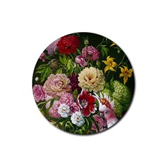 Parrot Painting Flower Art Rubber Coaster (round)