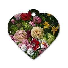 Parrot Painting Flower Art Dog Tag Heart (one Side)