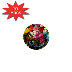 Flower And Parrot Art Flower Painting 1  Mini Buttons (10 Pack) 