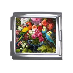 Flower And Parrot Art Flower Painting Mega Link Italian Charm (18mm) by Cemarart