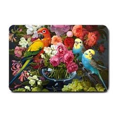 Flower And Parrot Art Flower Painting Small Doormat