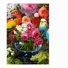 Flower And Parrot Art Flower Painting Small Garden Flag (two Sides)