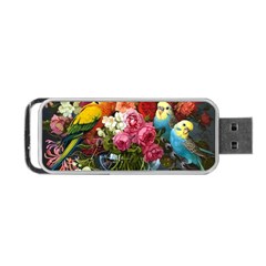 Flower And Parrot Art Flower Painting Portable Usb Flash (one Side)