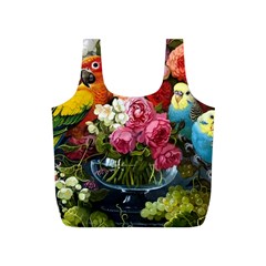 Flower And Parrot Art Flower Painting Full Print Recycle Bag (s)